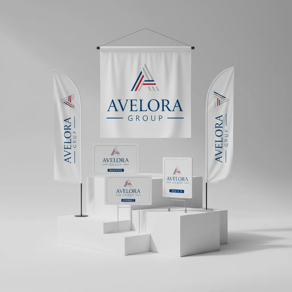 Banners, yard signs & flags — fictional-brand sample