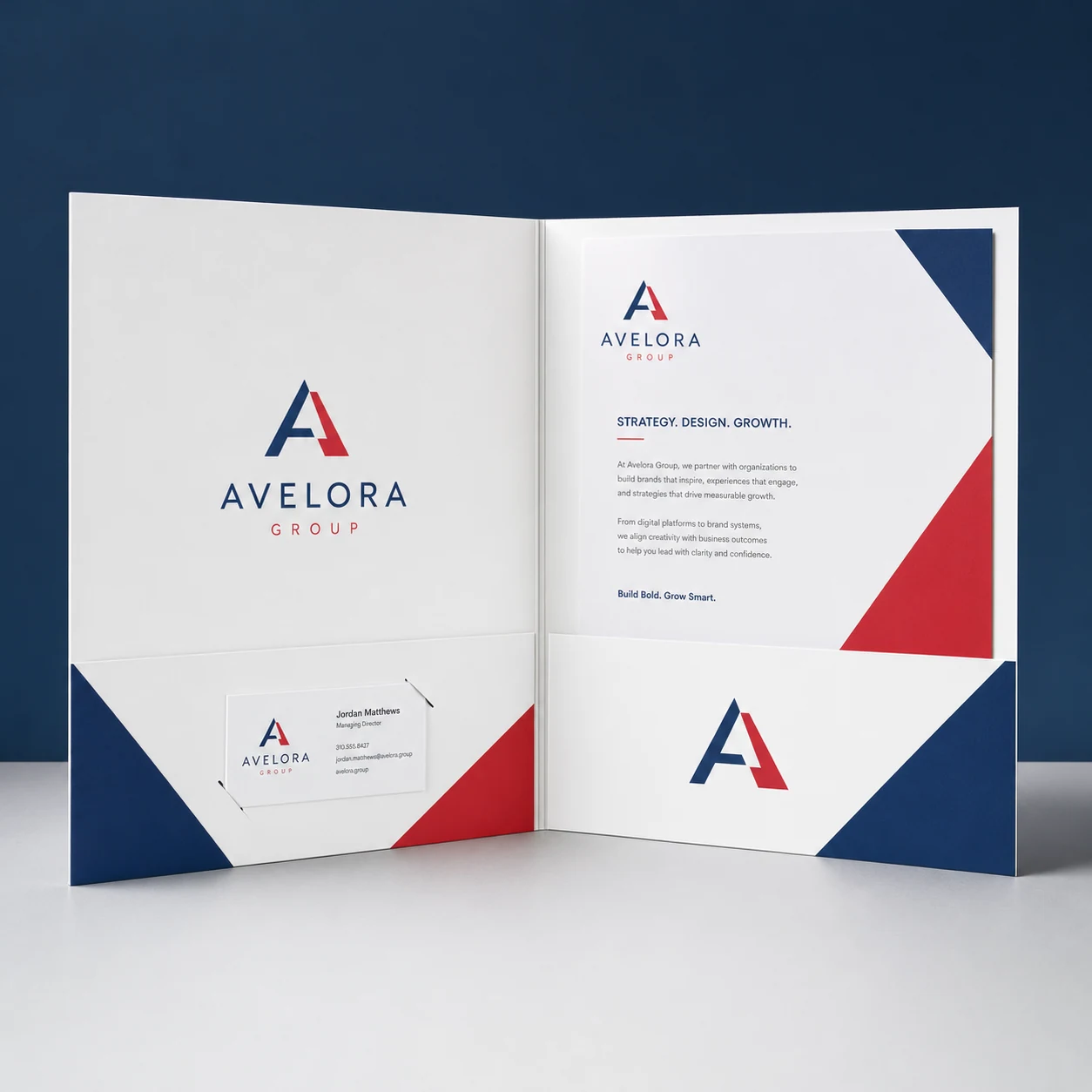 Presentation folders — fictional-brand sample
