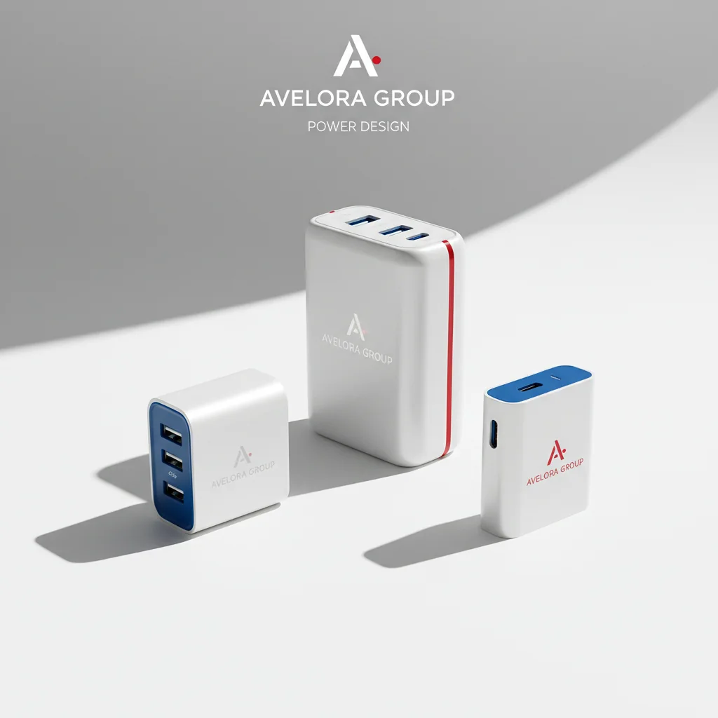 Multi-port GaN wall chargers — fictional-brand sample