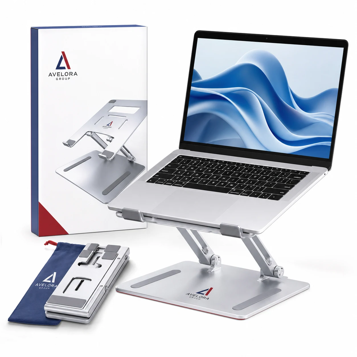 Folding aluminum laptop stands — fictional-brand sample