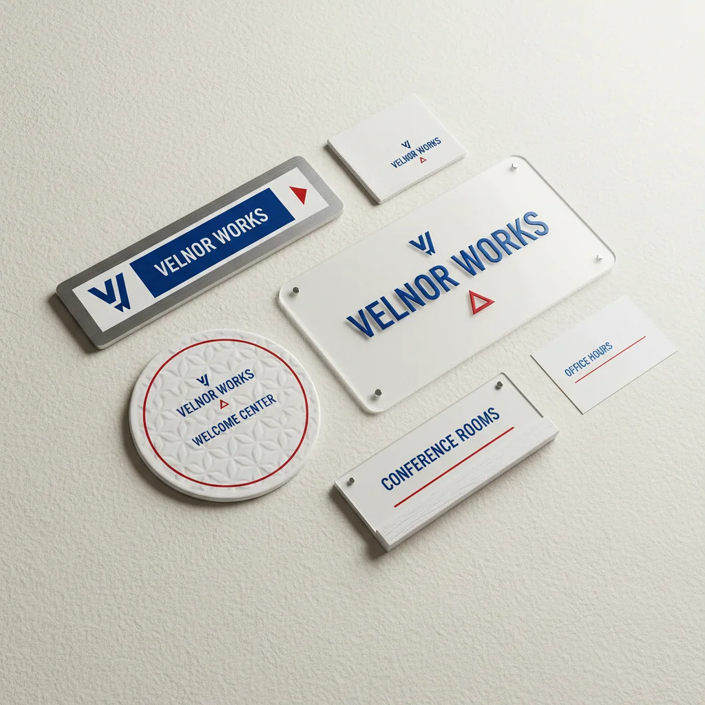 Corporate signage — fictional-brand sample