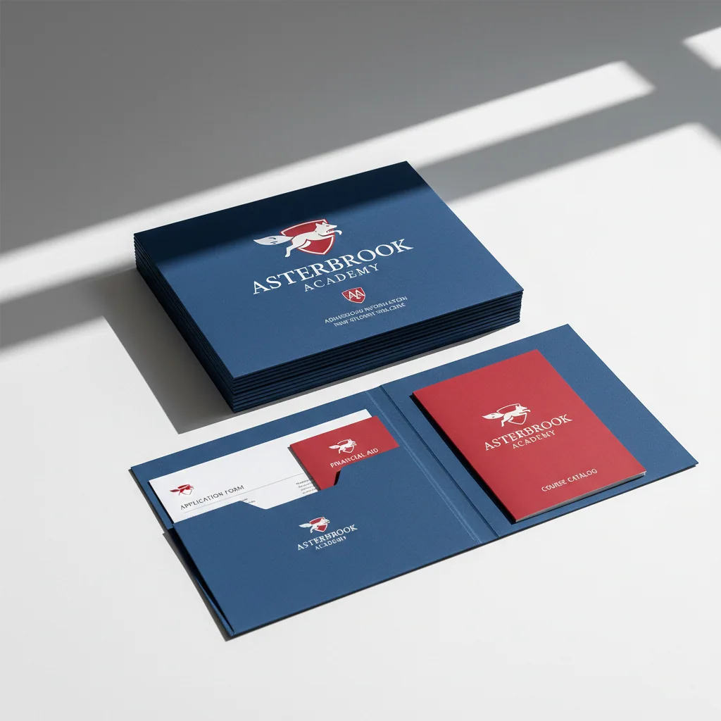 Enrollment packets — fictional school & mascot sample