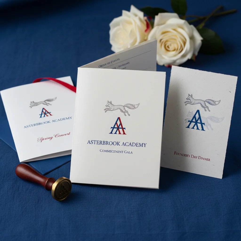 Event programs — fictional school & mascot sample