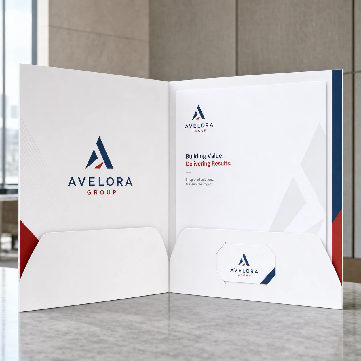 Presentation folders — fictional-brand sample