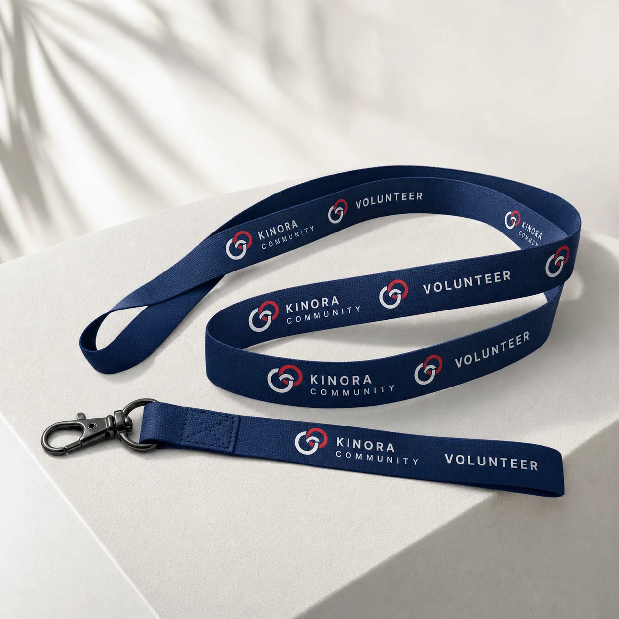 Volunteer lanyards — fictional-brand sample