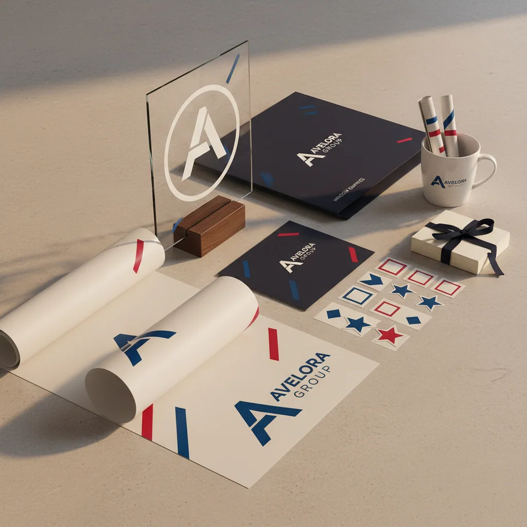 Window graphics & decals — fictional-brand sample