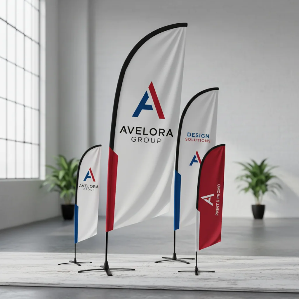 Feather flags — fictional-brand sample