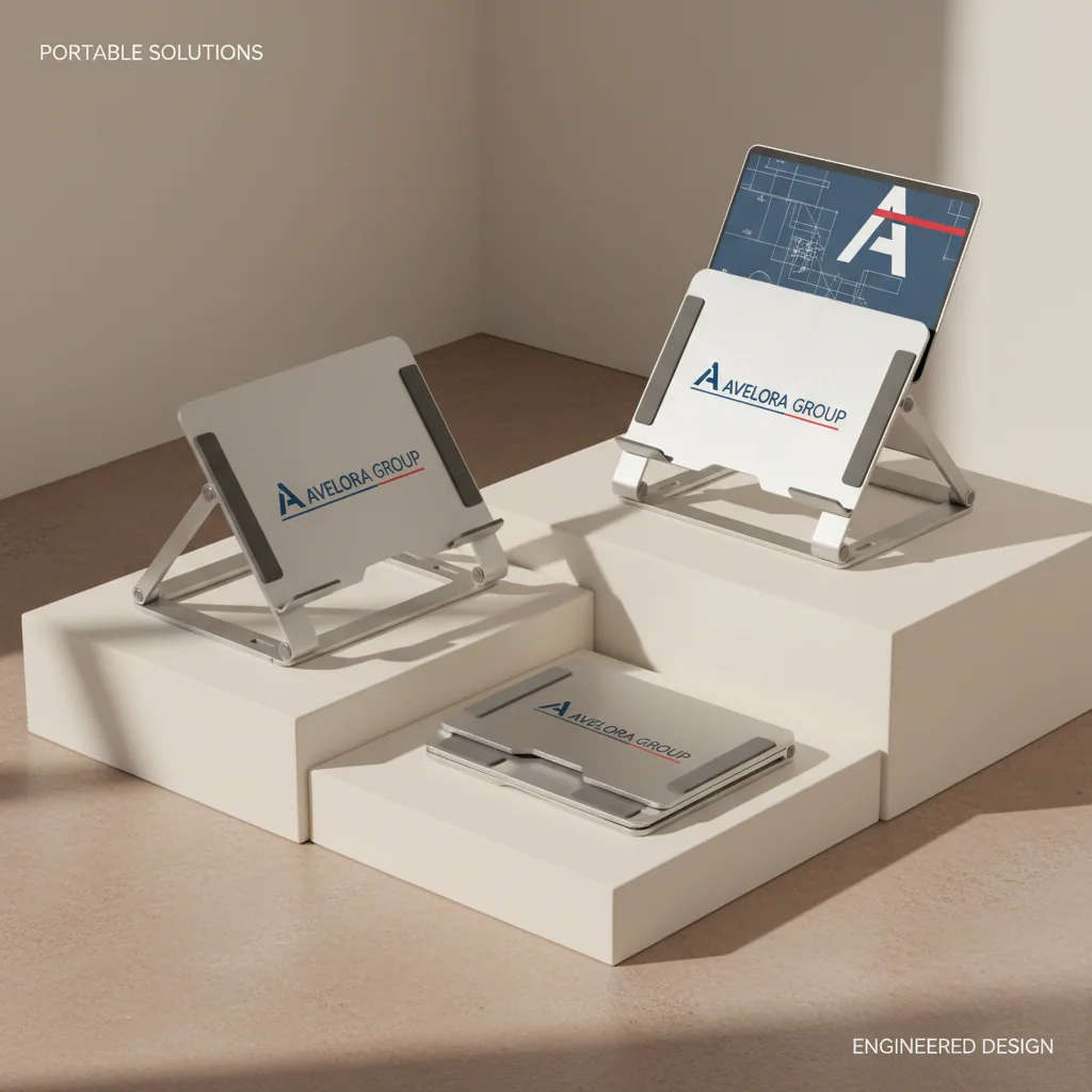 Folding aluminum laptop stands — fictional-brand sample